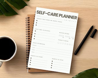 Self Care Planner Printable, Daily Wellness Tracker (Digital Download)