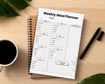 Weekly Meal Planner Printable – Kitchen Organizer (PDF Download)
