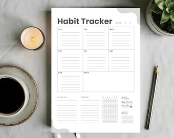 Minimalist Habit Tracker Journal | Undated, Goals Consistency