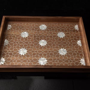 walnut wood trays with mother of pearl inlay-arabesque style
