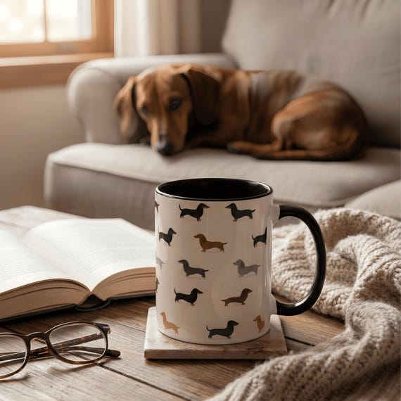 Cute Dachshund Mug: Sausage Weiner Weenie Dog Gifts, Ceramic Doxie Tea Cup for Dog Mom