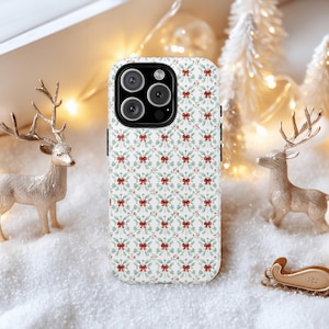 Christmas iPhone Case: Red Bows & Holly - Festive Holiday Cover