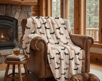 Couverture pour chambre de bébé teckel : peluche confortable en velouté, cadeaux pour chiens Weenie saucisse Weiner pour les amoureux des chiens