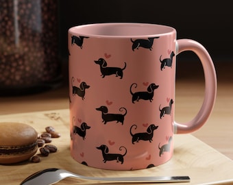 Mug teckel, tasse à café chien saucisse, tasse chien saucisse rose, cadeau mignon pour amoureux des chiens, tasse à thé Doxie, cadeau pour propriétaire d'animal