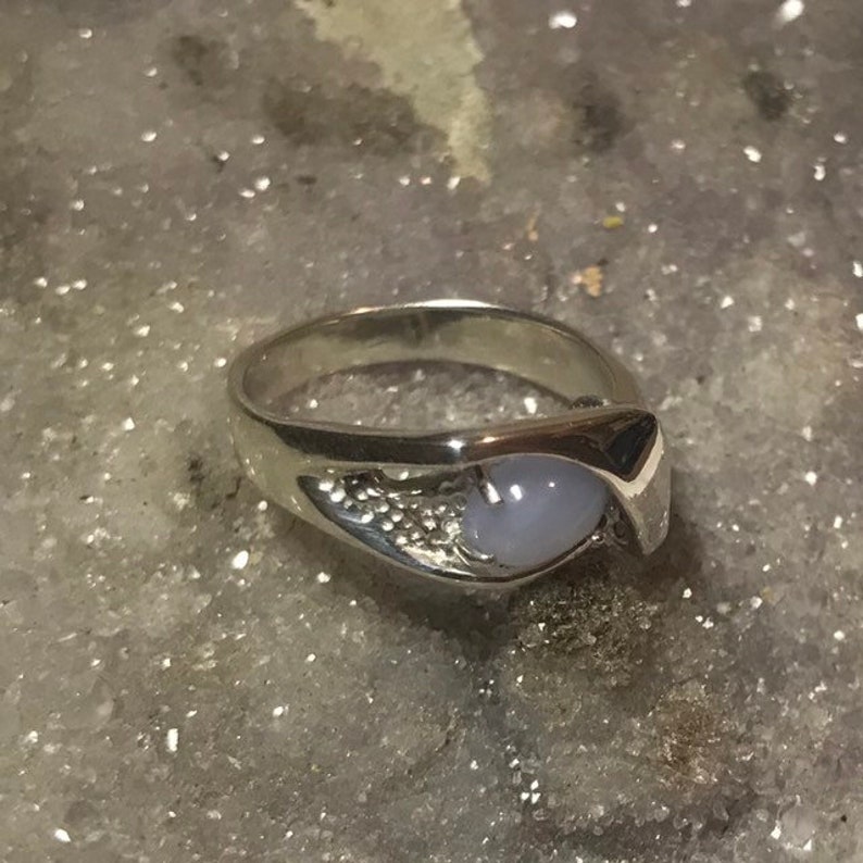 agate ring silver gemstone ring Ellensburg blue silver ring