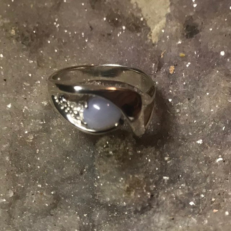 agate ring silver gemstone ring Ellensburg blue silver ring