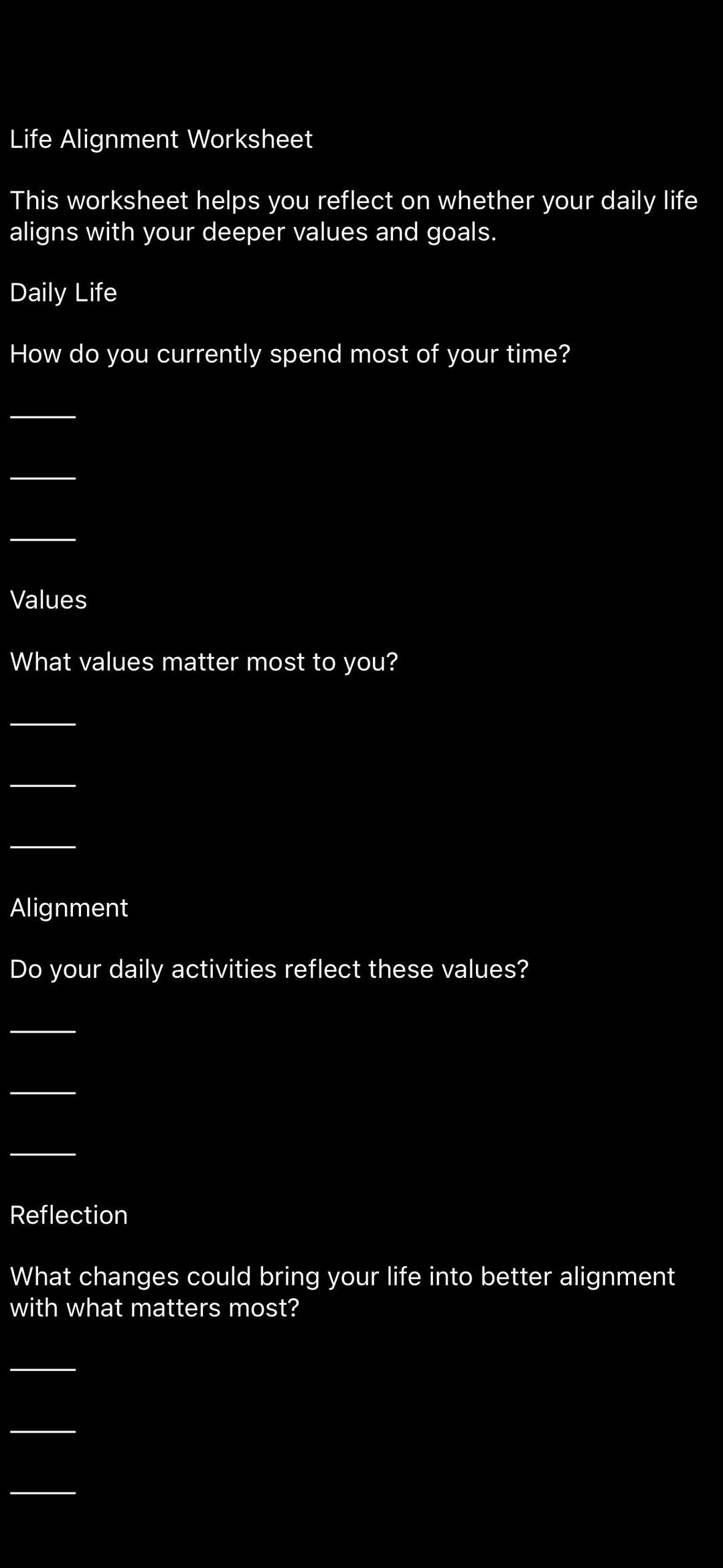 Alignment Worksheets Life Alignment Worksheet - Etsy