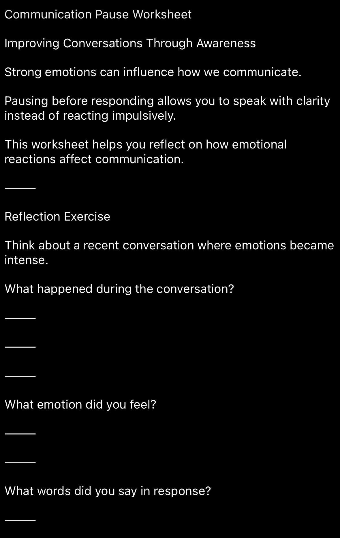 Pause Notice. Connect Worksheet.pdf Communication Pause Worksheet - Etsy