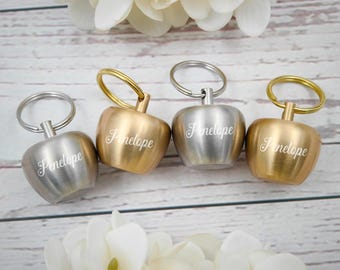 Personalized Waterproof Apple Pill Box - Sealed Keychain Medicine Case, Engraved Gift for Her/Him, Brass & Stainless Steel