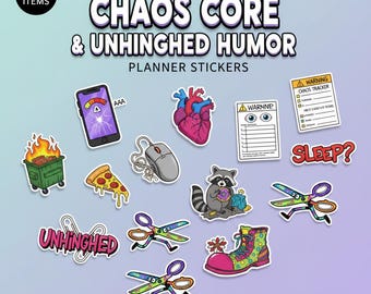 Chaos Core & Unhinged Humor Digital Planner Stickers | Lo-Fi Doodle Memes | Funny GoodNotes Stickers | 100 PNG Pre-cropped | Sarcastic Art
