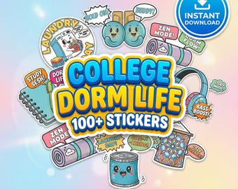 College dorm life Digital Planner Stickers | 100 Retro Comic Pop PNGs | GoodNotes Student Planner | Pre-cropped University Sticker Pack