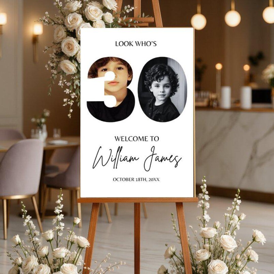 30th Welcome Sign With Photo, 30th Birthday Welcome Sign, 30 Years ...