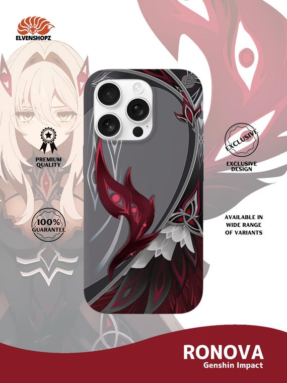 Ronova Genshin Impact Anime Phone Case - Art Genshin Impact Case & Merch For : Iphone, Samsung, Android