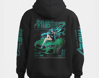Hatsune Miku Vocaloid Street Mode Kapuzenpullover : Unisex-Fleece aus Baumwollmischung