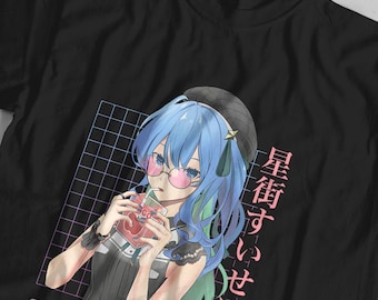 星街すいせい Tシャツ ホロライブ サイズ S~4XL ホワイト - Etsy 日本