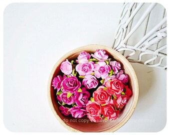 NUEVO Mulberry Rose Buds flor de papel mezclado color / paquete