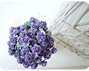 Mulberry paper mini Royal Purple Rose Buds flower / pack