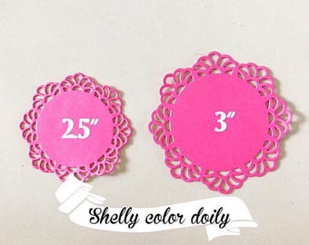 10 Shelly Colored paper doilies for scrapbooking or decoration materials