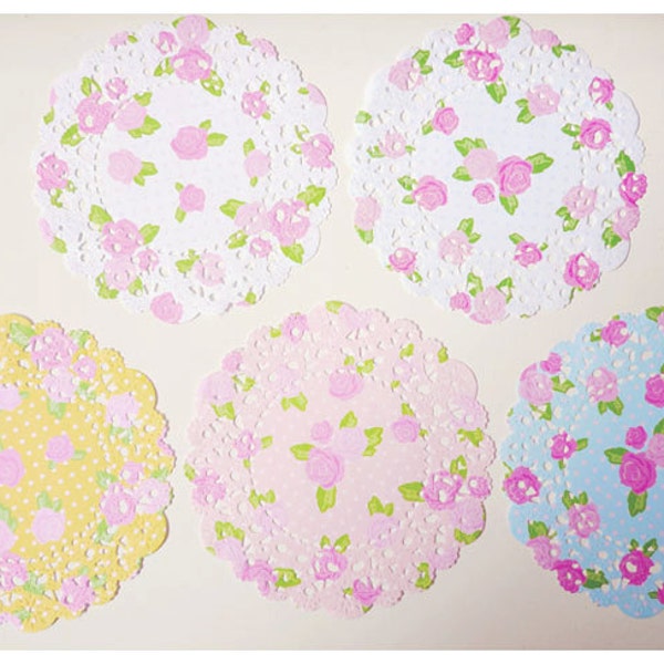 Floral Doily paper with polka dot / pack