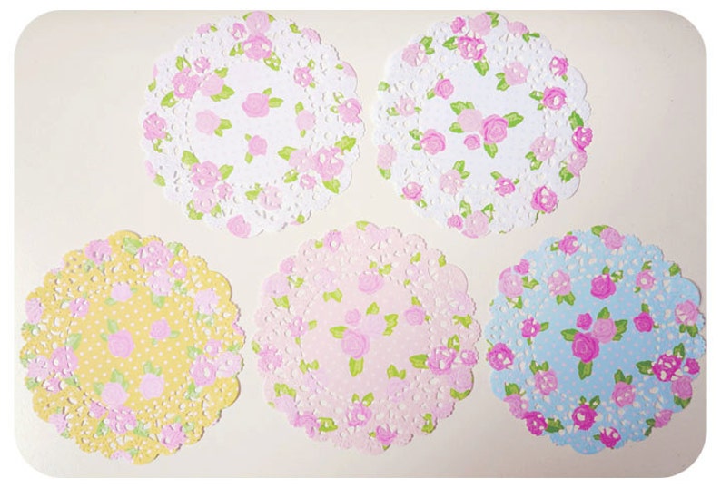 Floral Doily paper with polka dot / pack image 1