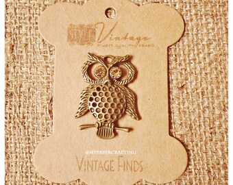 Antique Owl Brass Charm Metal