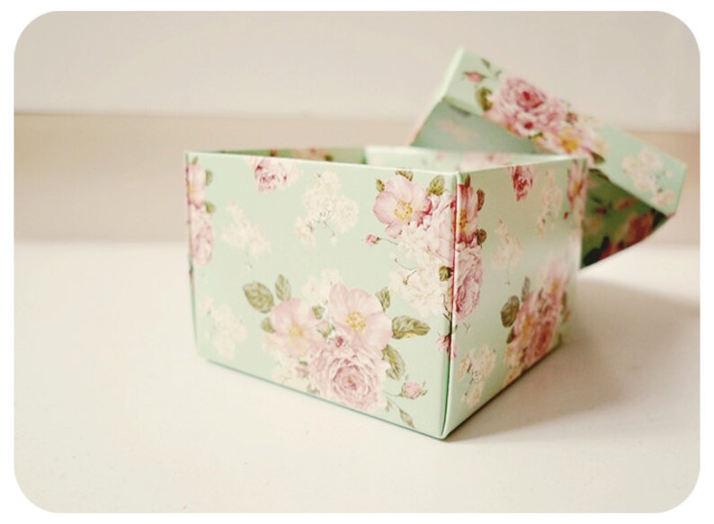 DIY Mint Floral Favor Wedding Box // Wedding Favor Box // Etsy