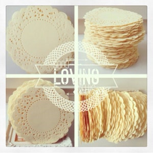 100 cream color paper doilies for wedding decoration/ pack
