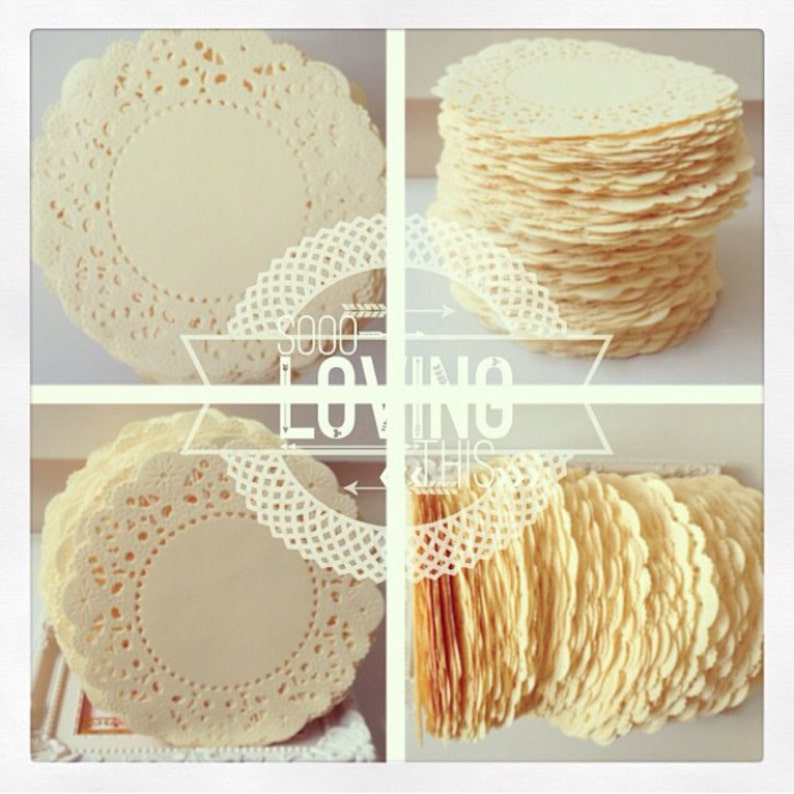 100 cream color paper doilies for wedding decoration/ pack image 1
