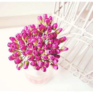 Maulbeerseide Scrapbooking Papier Blume kleine Beere rosa Rose Buds zum Basteln, Hochzeit Dekoration / Satz
