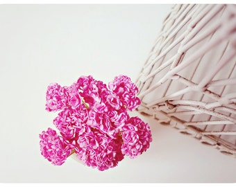 Mulberry paper heartshape fluffy round Sweet Pink flower / pack