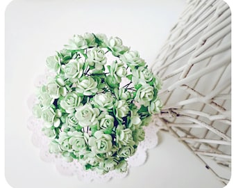 Papel Mulberry mini menta 1 cm Capullos de rosa flor / paquete