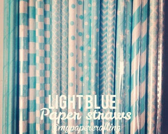 Light Blue color paper straws for wedding decoration/ pack