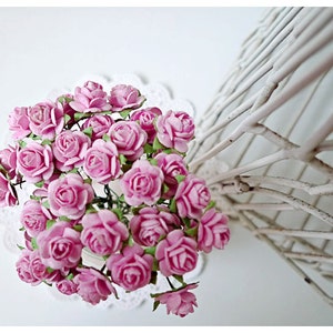 Maulbeerpapier Mini Love rosa Rosenknospen Blume / Packung