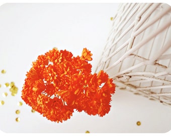 Mulberry Scrapbooking paper flower Orange Dahlia for crafting, wedding decoration / pack