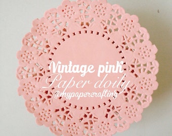 50 napperons en papier coloré vintage rose