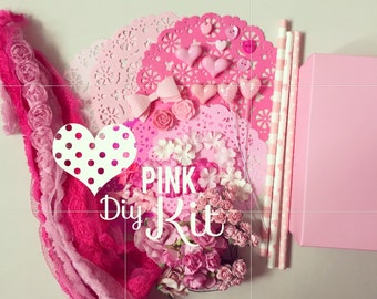 Diy Pink kit for valentine scrapbook or handmade