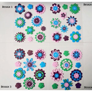 Conjunto de enfeites de feltro de flores