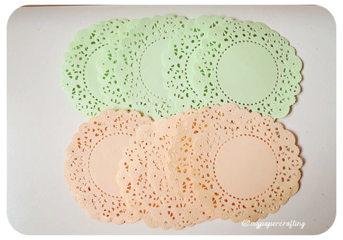 24 Mint & Peach Color Paper Doilies for Wedding Decoration/ Pack Etsy