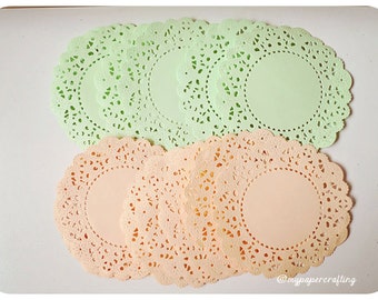 100 peach color paper doilies for wedding decoration/ pack