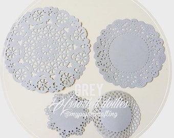 Doilies de papel surtidos de color gris para la decoración / paquete de bodas