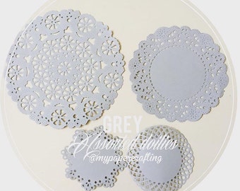 Grey color assorted paper doilies for wedding decoration/ pack