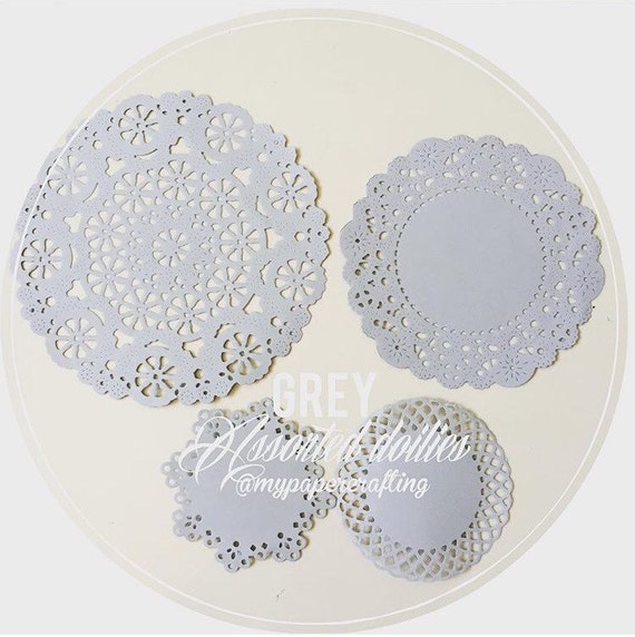 Grey Color Assorted Paper Doilies for Wedding Decoration/ Pack 