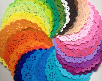 10 Colored paper doilies . Pattern design . round paper doilies . 4 inch . small gift wrap . colorful