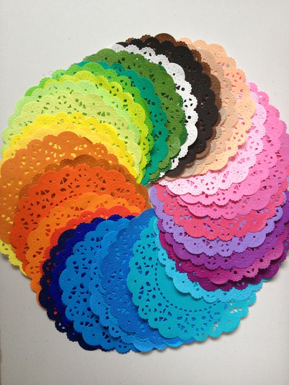 10 Colored Paper Doilies . Pattern Design . Round Paper Doilies . 4 Inch .  Small Gift Wrap . Colorful -  Israel
