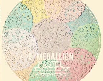 10 unids 5pulgadas pastel color medallion papel doilies para la decoración de la boda / paquete