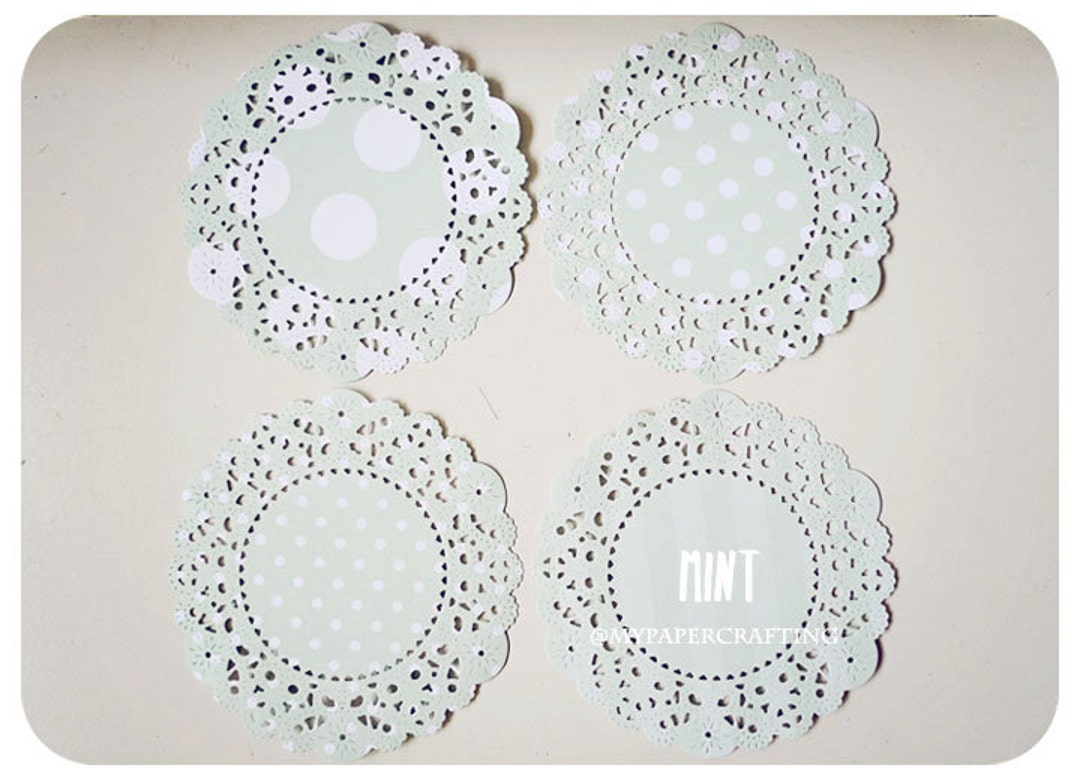 Paper Doilies Mint Green Polka Dot 4 French Lace Etsy