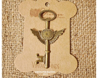 Key Wing Brass Charm Metal