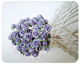 Mulberry paper mini purple Rose Buds flower / pack