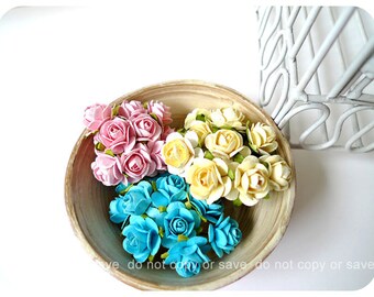 Capullos de rosa bebé Mulberry Sweet, flores de papel de colores surtidos / paquete