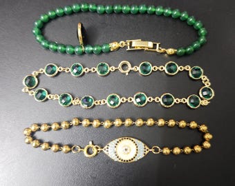 Brad Pitt F1 Armband Set med 3 Grönt och Gult Lager Herrarmband I Onda Ögat Stil